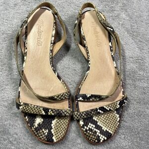 Madewell Snakeskin Print Heeled Women's‎ Sandals Strappy Leather, Size 6, Summer